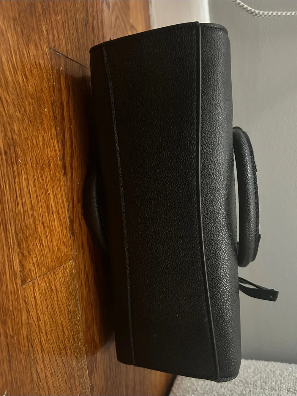 Nine West Black Pebbled Satchel Crossbody Purse with Gold Accents